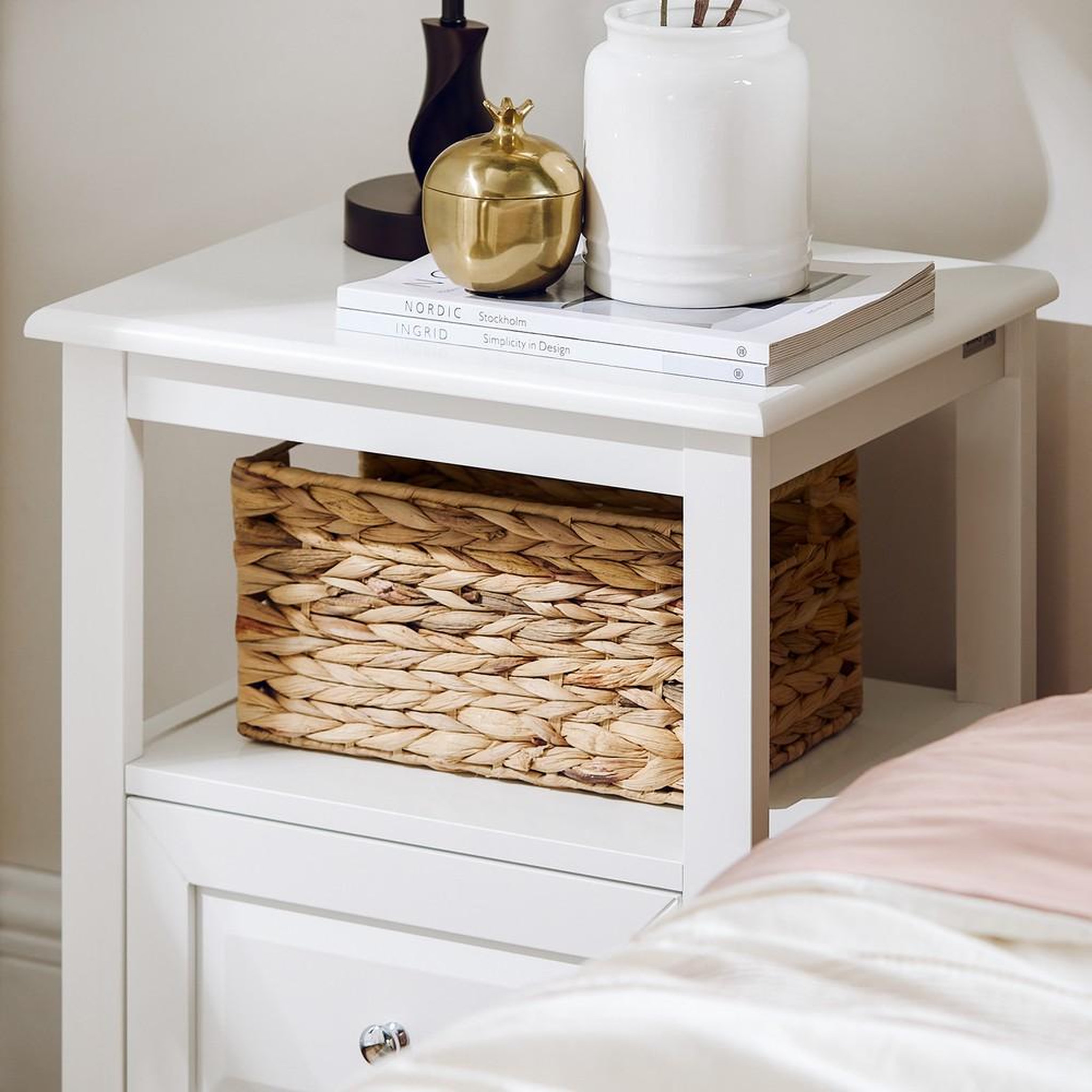 Voir la diapositive 4 : SOBUY SoBuy - Table De Chevet à un tiroir - Blanc - 45x35x60cm - Nordique - FBT131-W