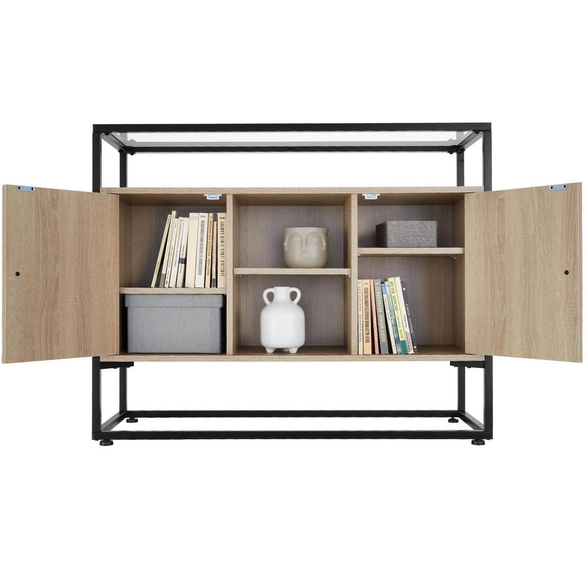 tectake Buffet style industriel Bois clair industriel, Chêne Sonoma