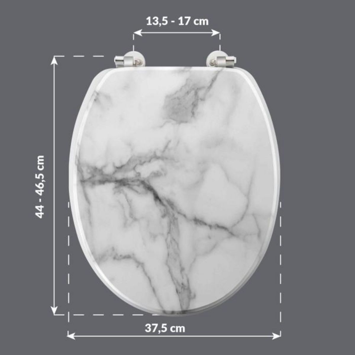 Paris Prix Abattant WC Imprimé  Effet Marbre  46cm Blanc