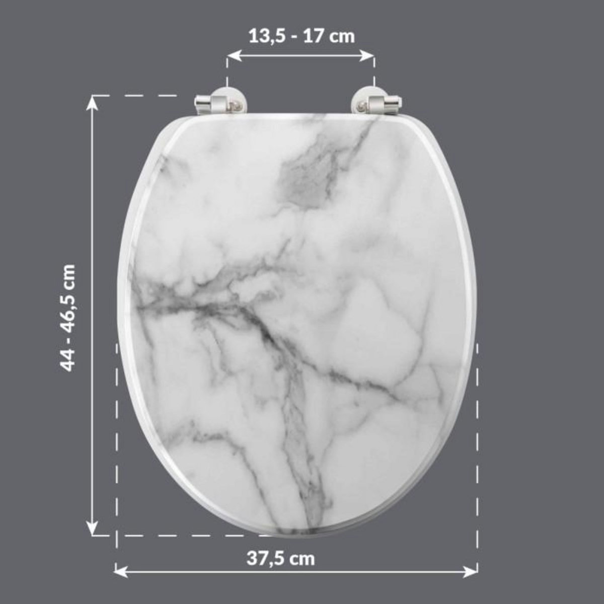 Paris Prix Abattant WC Imprimé  Effet Marbre  46cm Blanc