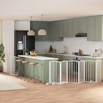 VIDAXL Barriere pour chien porte pliable 9panneaux blanc bois peuplier