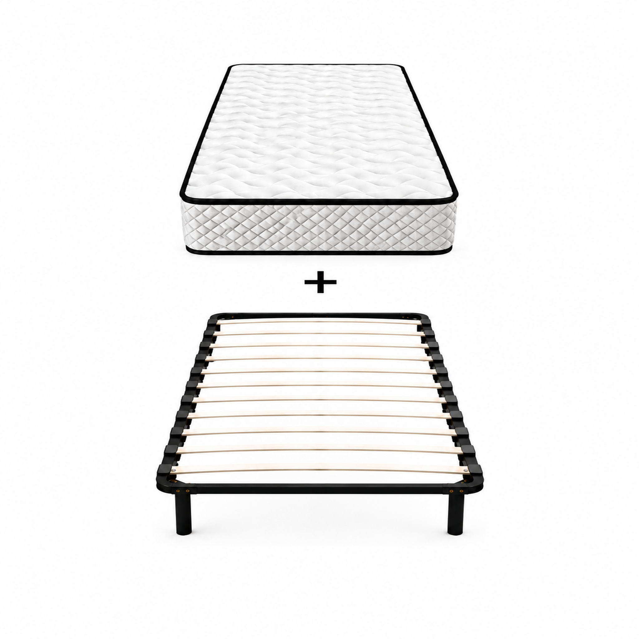 DAGOSTINO HOME Ensemble matelas mousse - h20cm + sommier kit-  confortable et ferme. Coloris disponibles : Blanc
