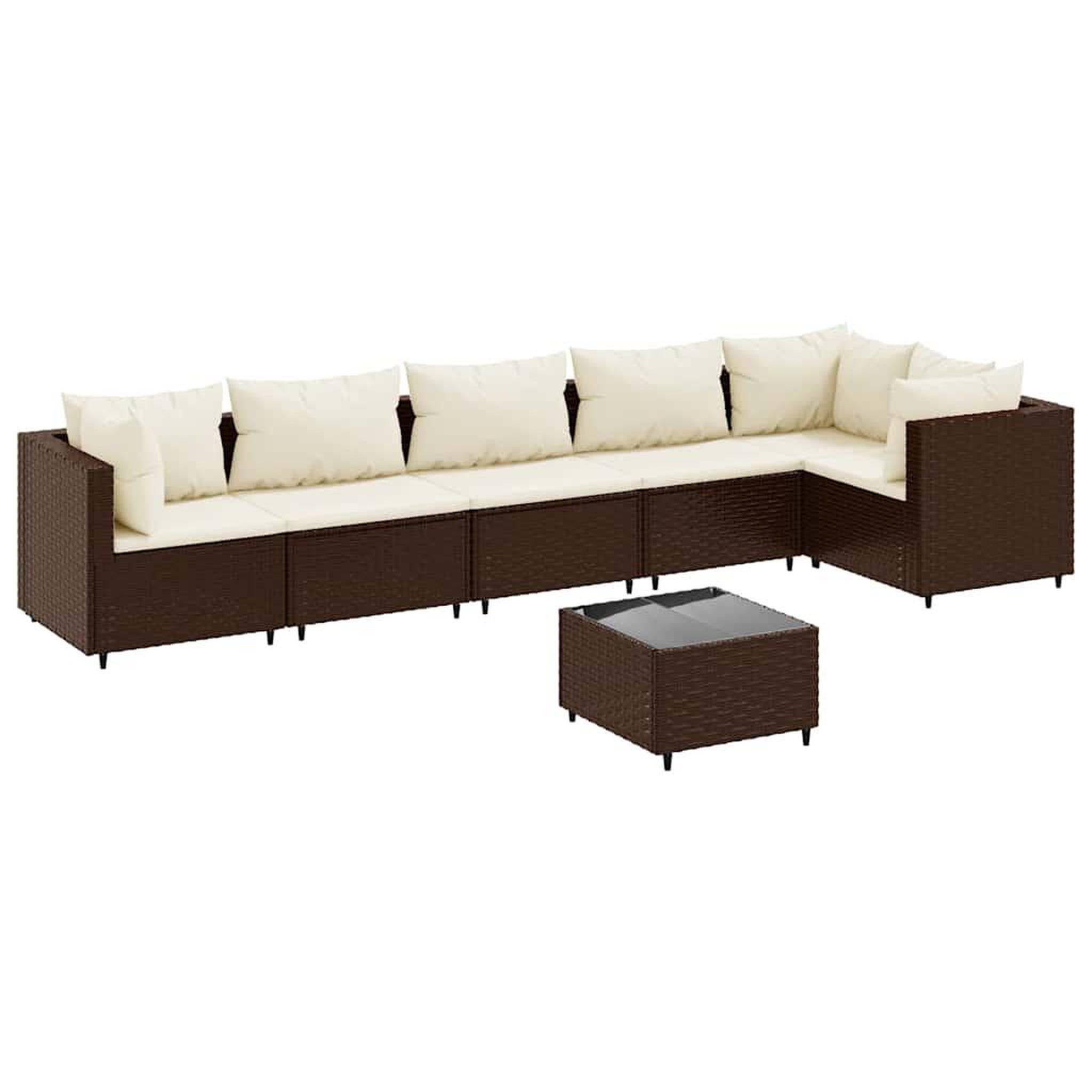 Voir la diapositive 2 : VIDAXL Salon de jardin avec coussins 7 pcs marron resine tressee
