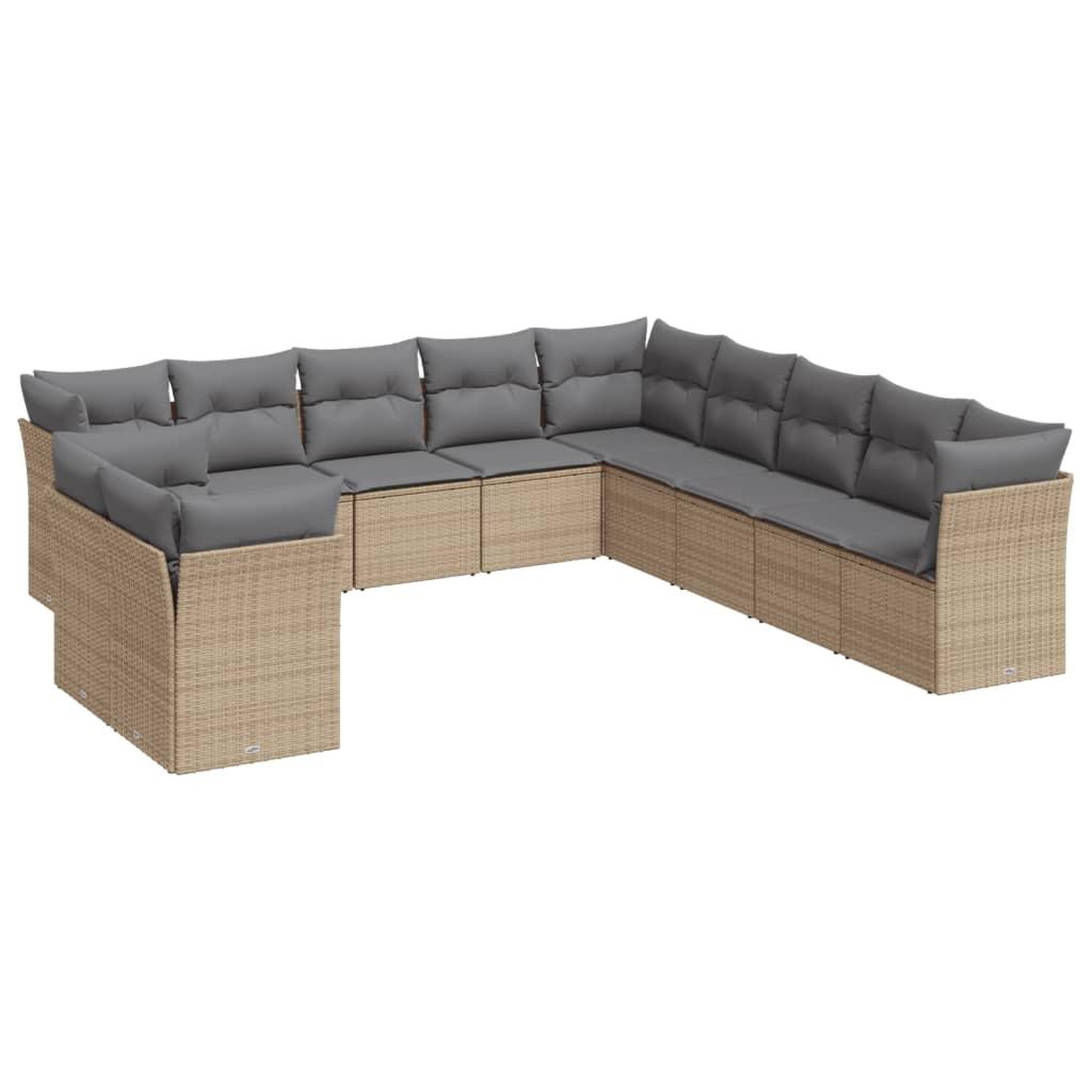 Voir la diapositive 2 : VIDAXL Salon de jardin 11 pcs avec coussins beige resine tressee