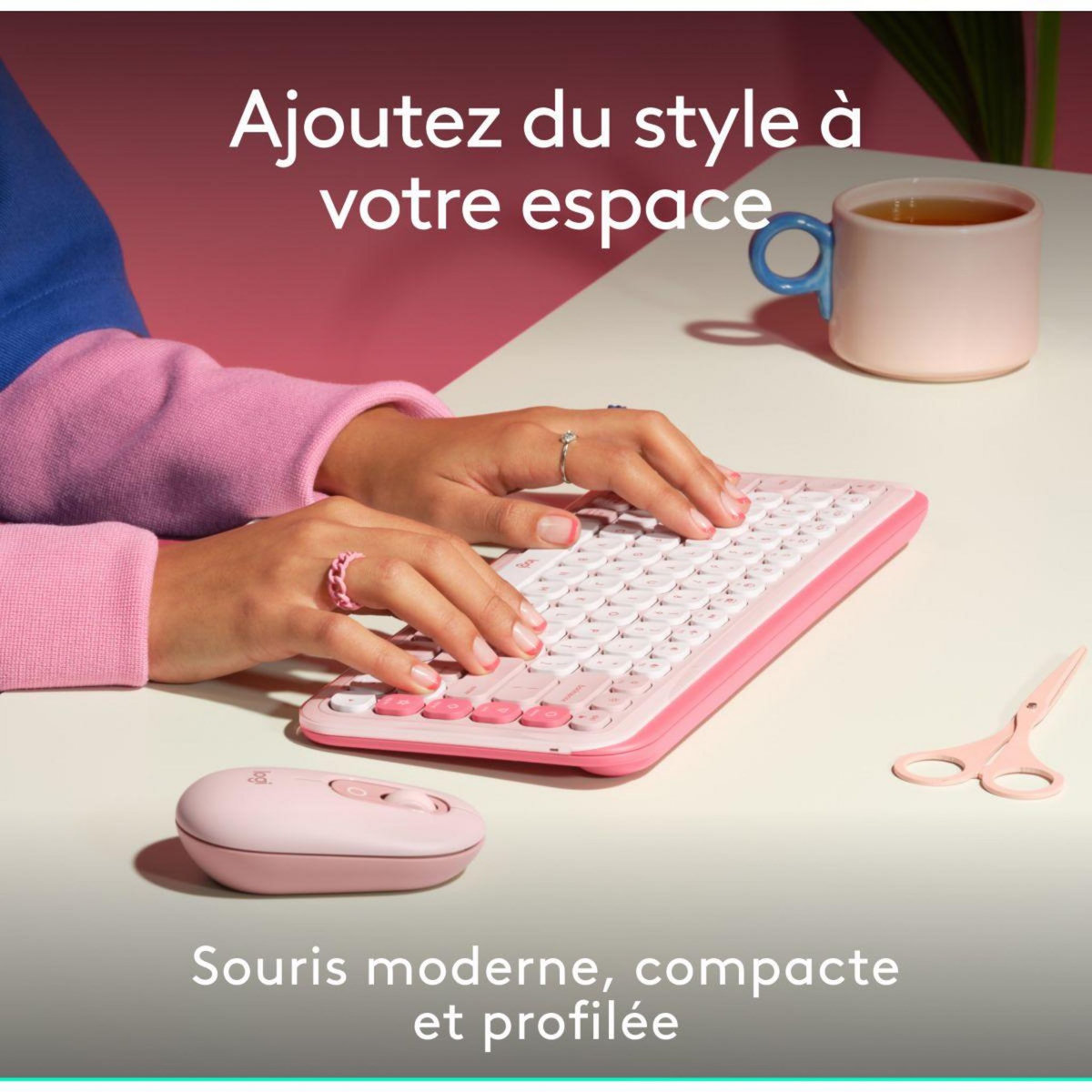 Logitech Souris sans fil POP Mouse Rose