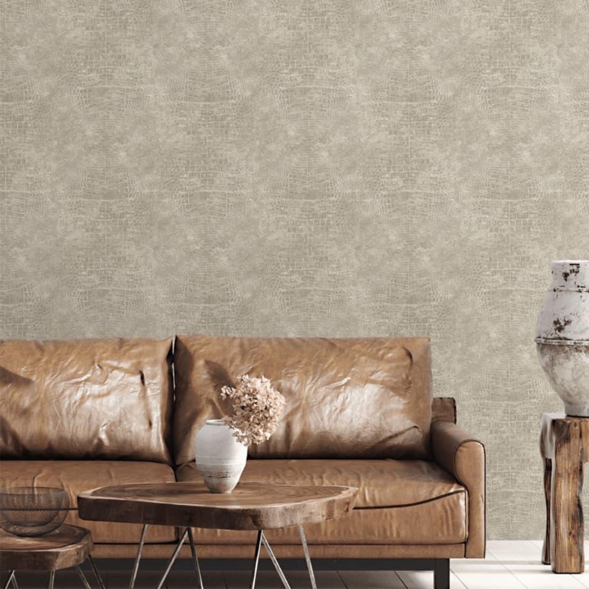 Voir la diapositive 3 : Noordwand Noordwand Papier peint Croco Beige