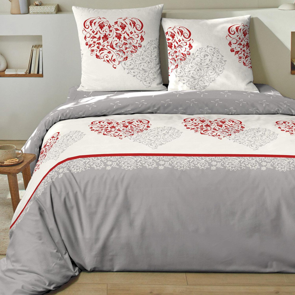 Home collection Parure Housse De Couette 100% flanelle de coton Celia