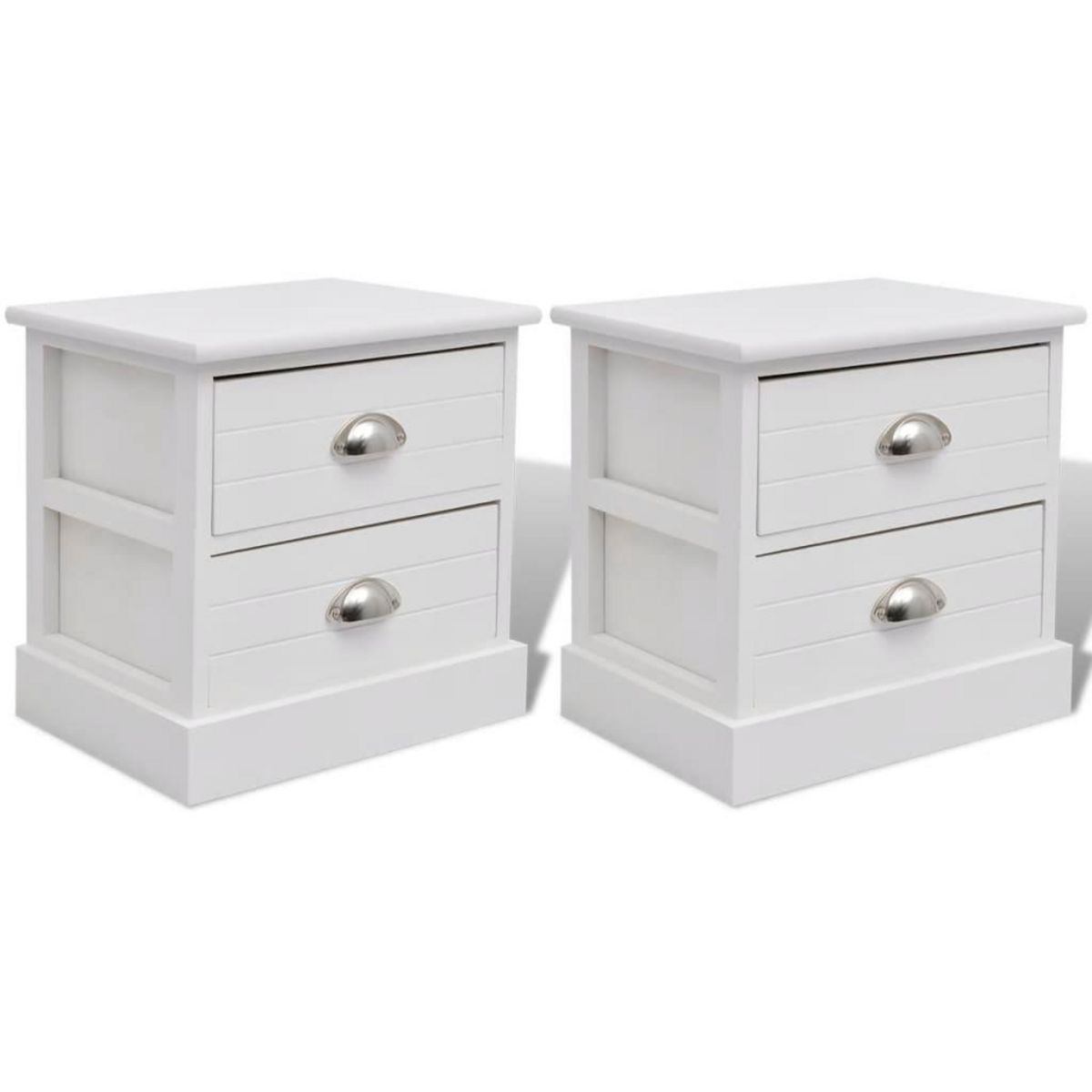 VIDAXL Table de chevet en style français 2 pcs Blanc