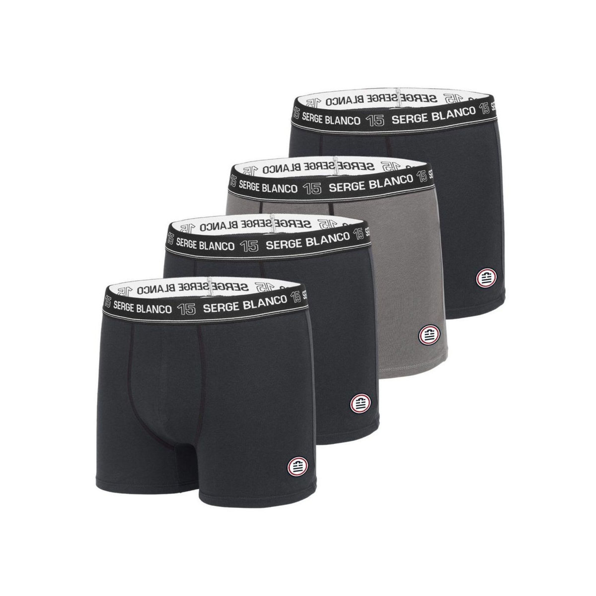 SERGE BLANCO Lot de 4 Boxers coton homme unis