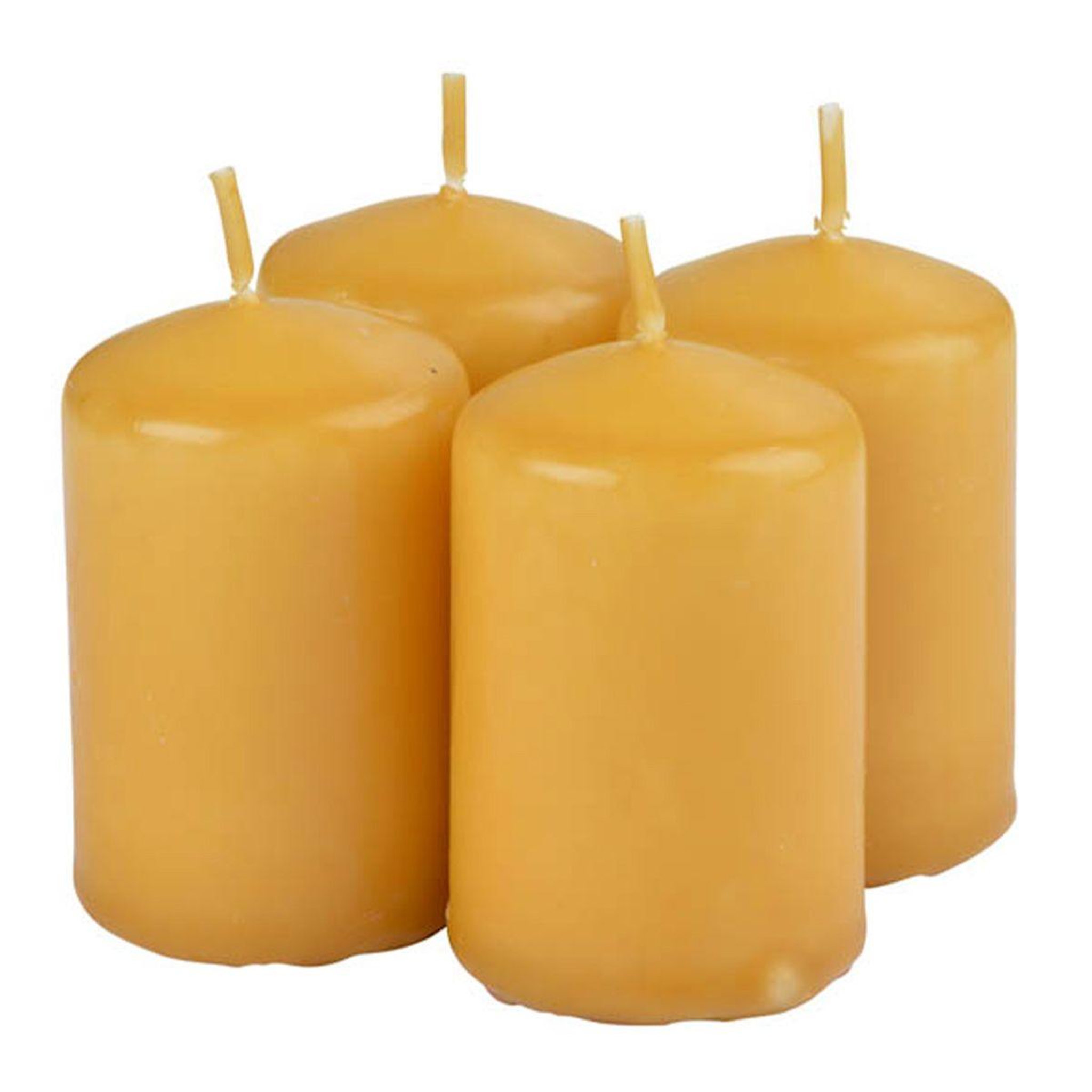 Voir la diapositive 1 : HOMEA Lot de 4 bougies pilier  essentiel ii  6cm orange epicée