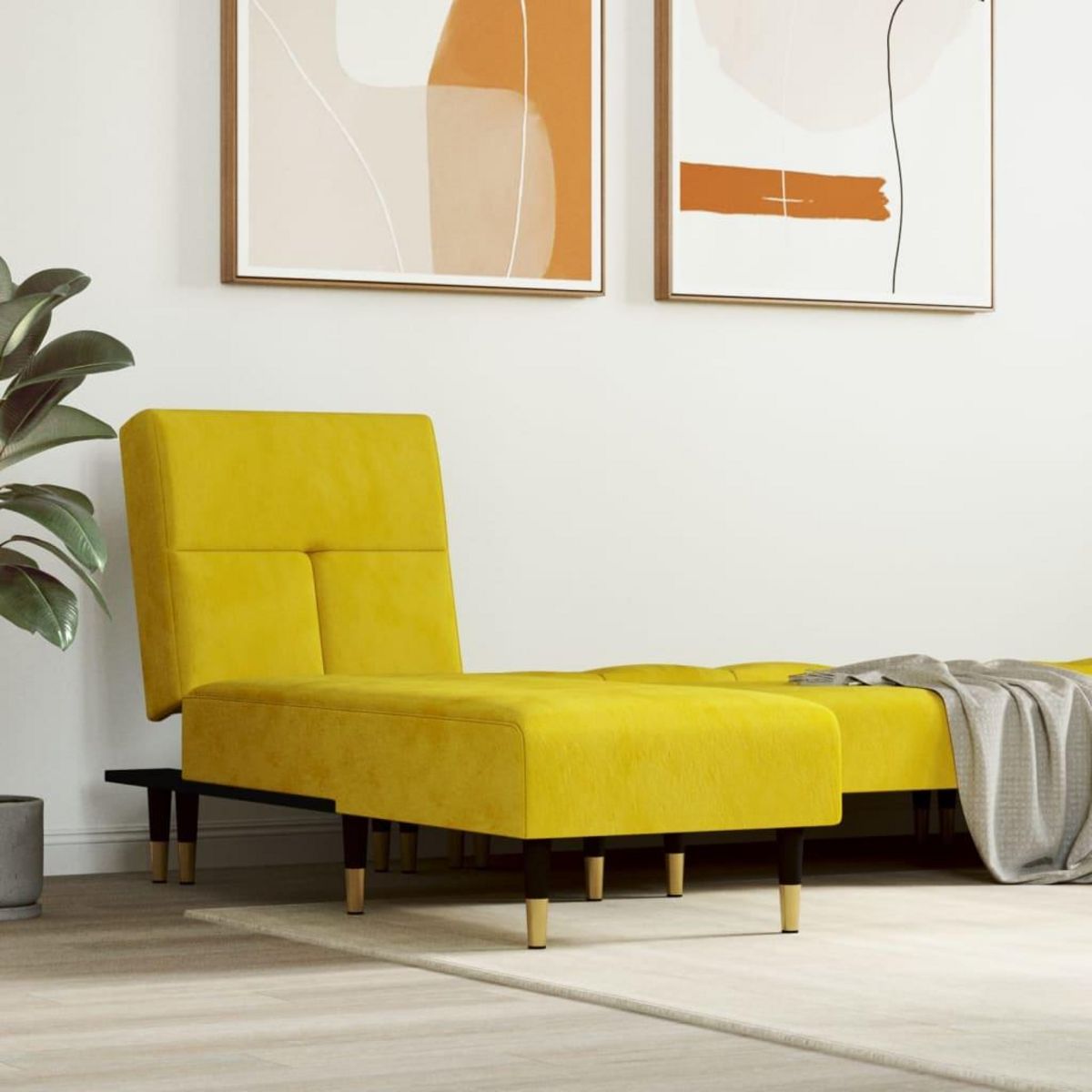 VIDAXL Chaise longue jaune velours