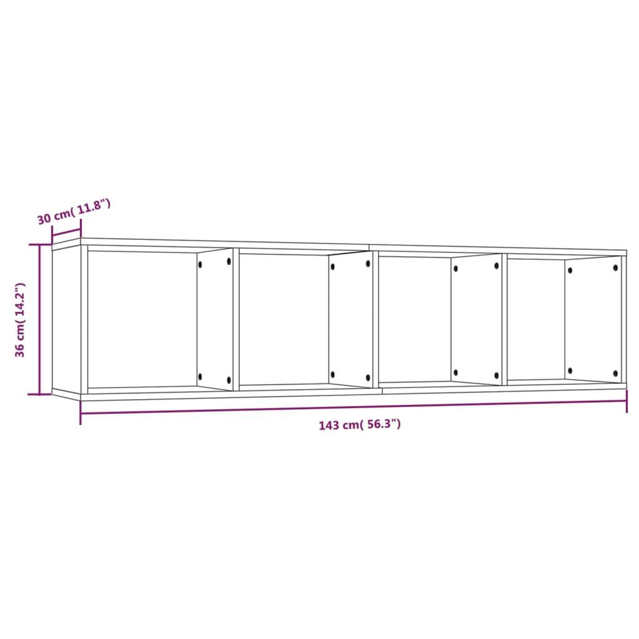 Voir la diapositive 6 : VIDAXL Bibliotheque/Meuble TV Chene fume 143x30x36cm Bois d'ingenierie