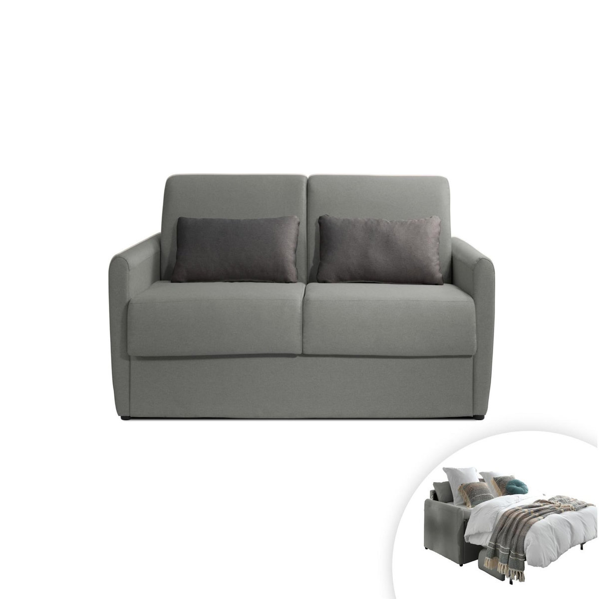 LISA DESIGN Ari - canapé 3 places convertible express couchage quotidien 140 cm matelas 12 cm en tissu