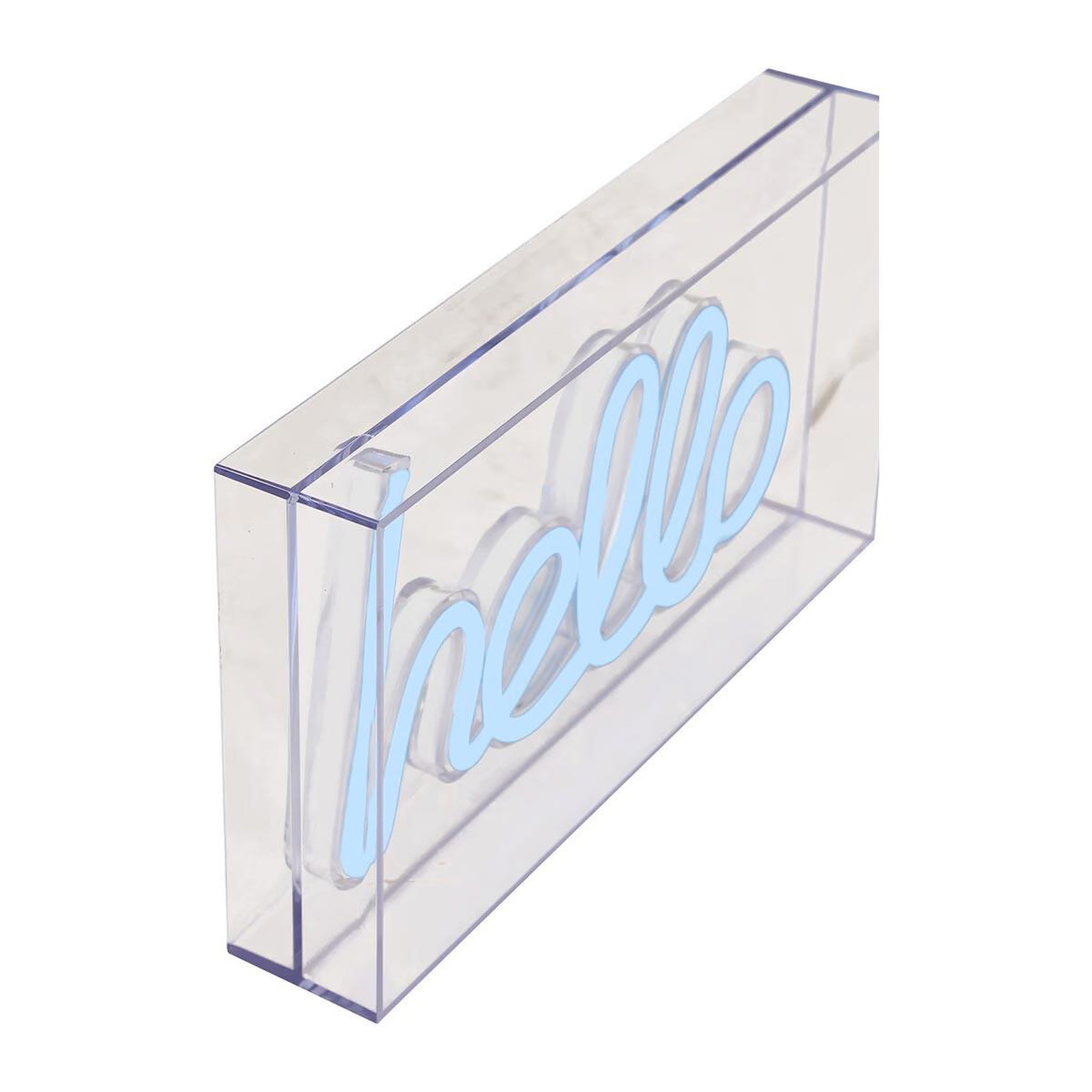 Voir la diapositive 2 : ATMOSPHERA Lampe néon led à poser  hello  23cm bleu