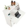 IDIMEX Bureau secrétaire GOMES rangement avec abattant 1 étagère et 3 tiroirs, plan de travail rabattable, en pin massif lasuré blanc