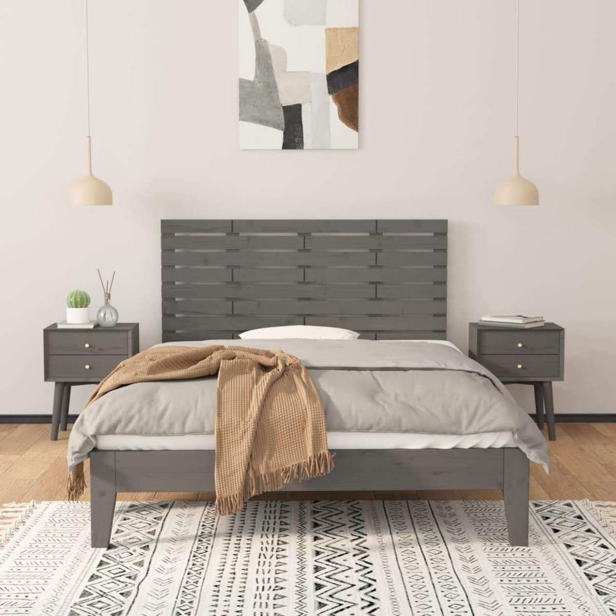 VIDAXL Tete de lit murale Gris 146x3x63 cm Bois massif de pin