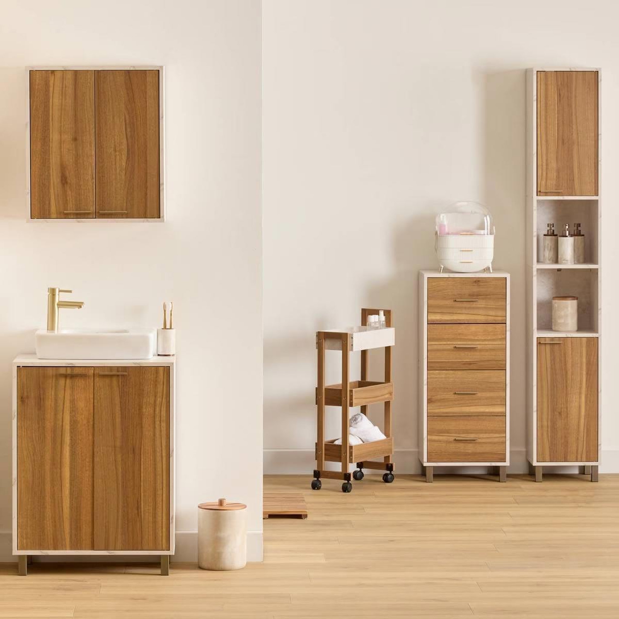 Voir la diapositive 3 : FIVE Meuble sous lavabo  côme  80cm beige