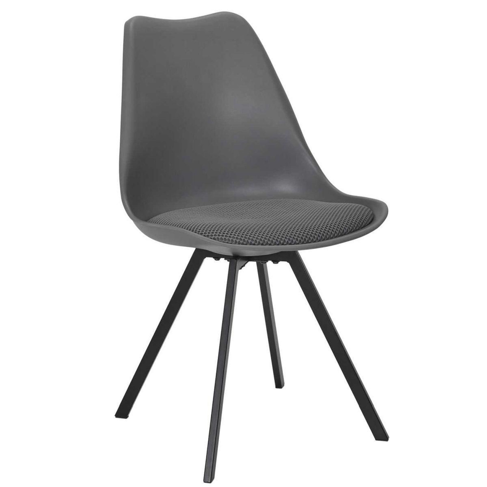 Voir la diapositive 2 : The Home Deco Factory Lot de 4 chaises avec coussin  atome  82cm gris
