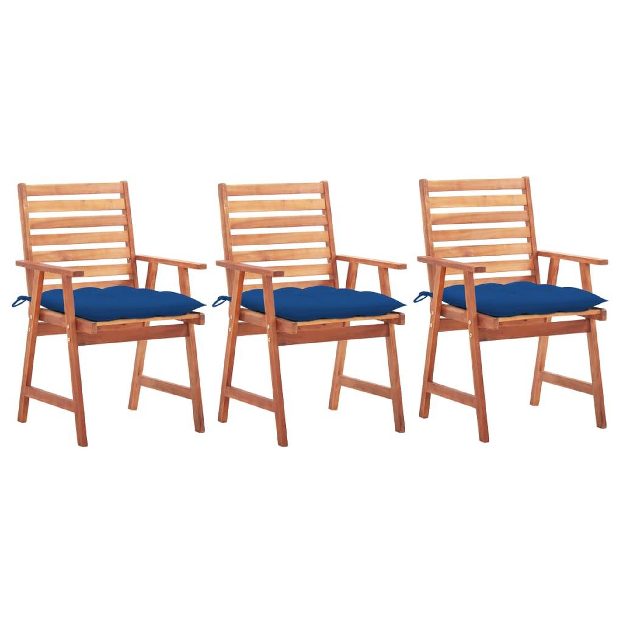 Voir la diapositive 1 : VIDAXL Chaises a manger d'exterieur lot de 3 et coussins Acacia massif