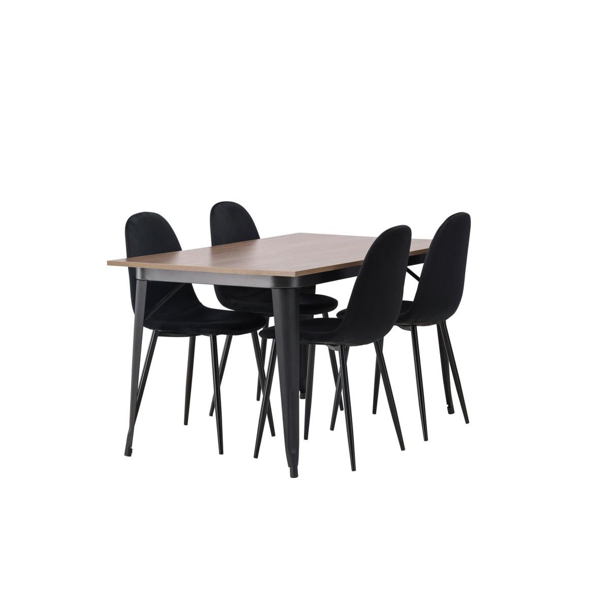 Voir la diapositive 4 : Paris Prix Ensemble table à manger & 4 chaises en velours  tempe & polar  140cm naturel & noir