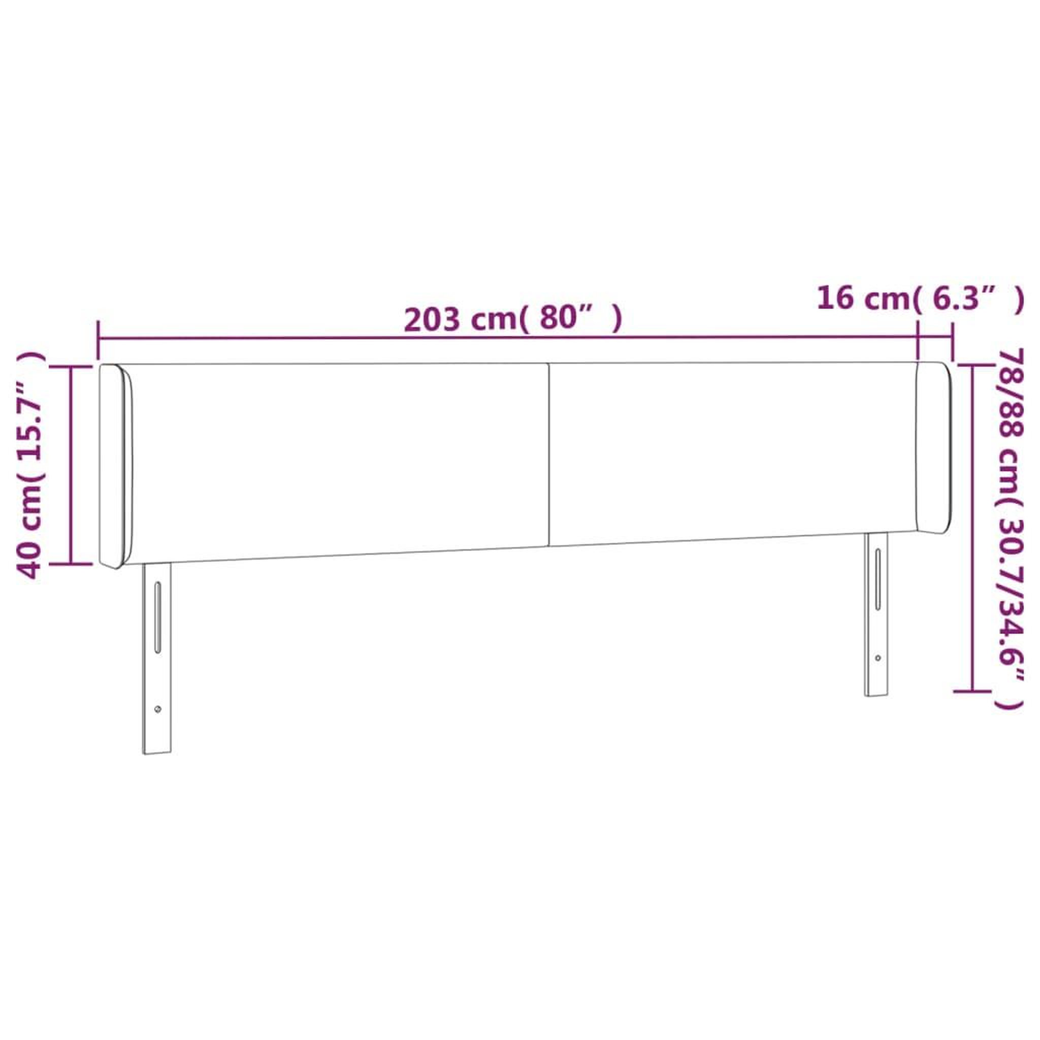 Voir la diapositive 6 : VIDAXL Tete de lit a LED Gris clair 203x16x78/88 cm Velours