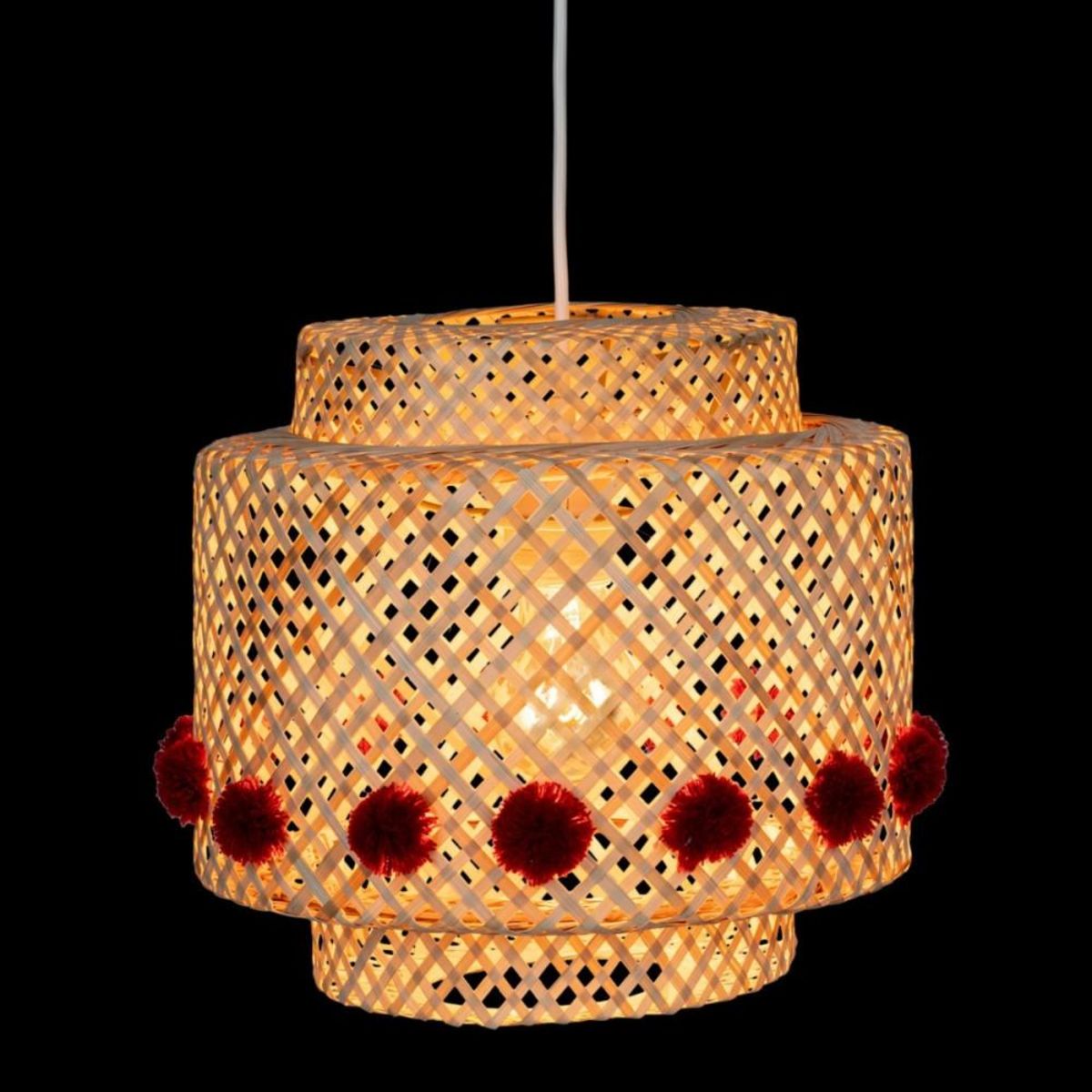 ATMOSPHERA Suspension en bambou diam 28cm avec pompons
