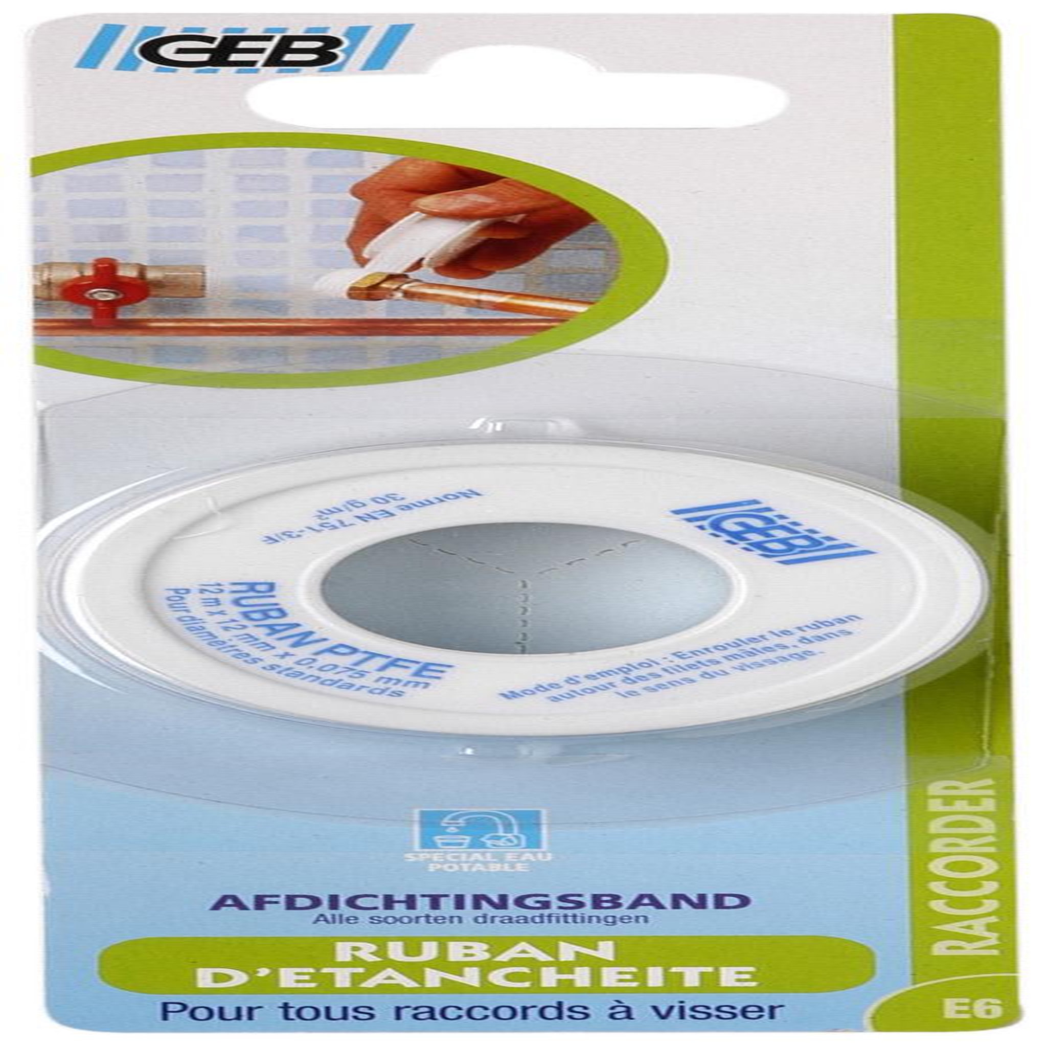 Geb Ruban téflon ep.0.075 x l.12 mm x l.12 m GEB