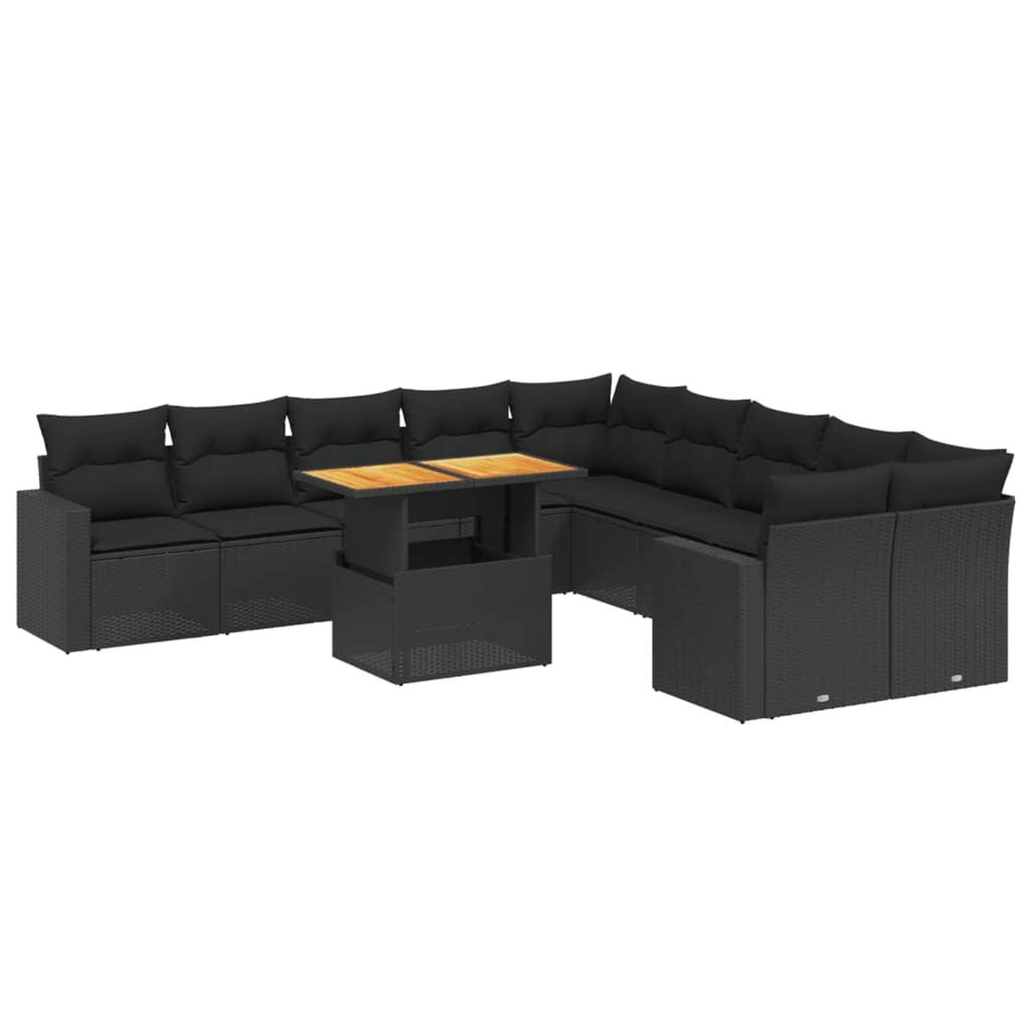 Voir la diapositive 2 : VIDAXL Salon de jardin 11 pcs avec coussins noir resine tressee