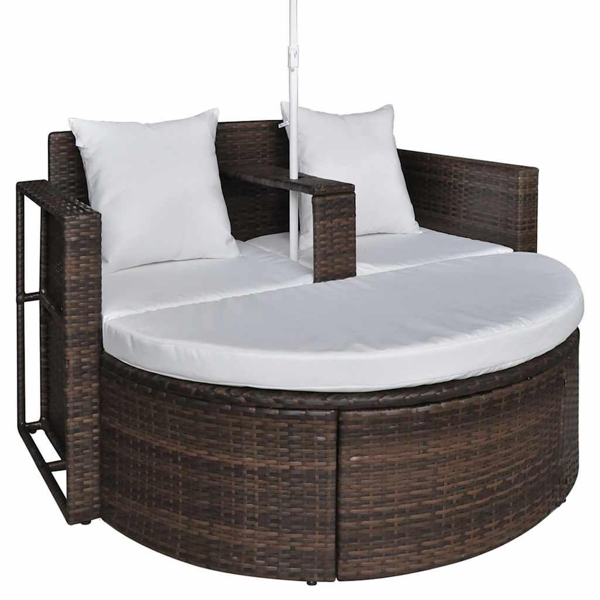 Voir la diapositive 5 : VIDAXL Lit de jardin avec parasol Marron Resine tressee