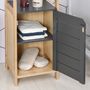 Voir la diapositive 6 : HOMCOM Meuble colonne rangement salle de bain style cosy dim. 32L x 30l x 80H cm porte étagères niche bambou gris