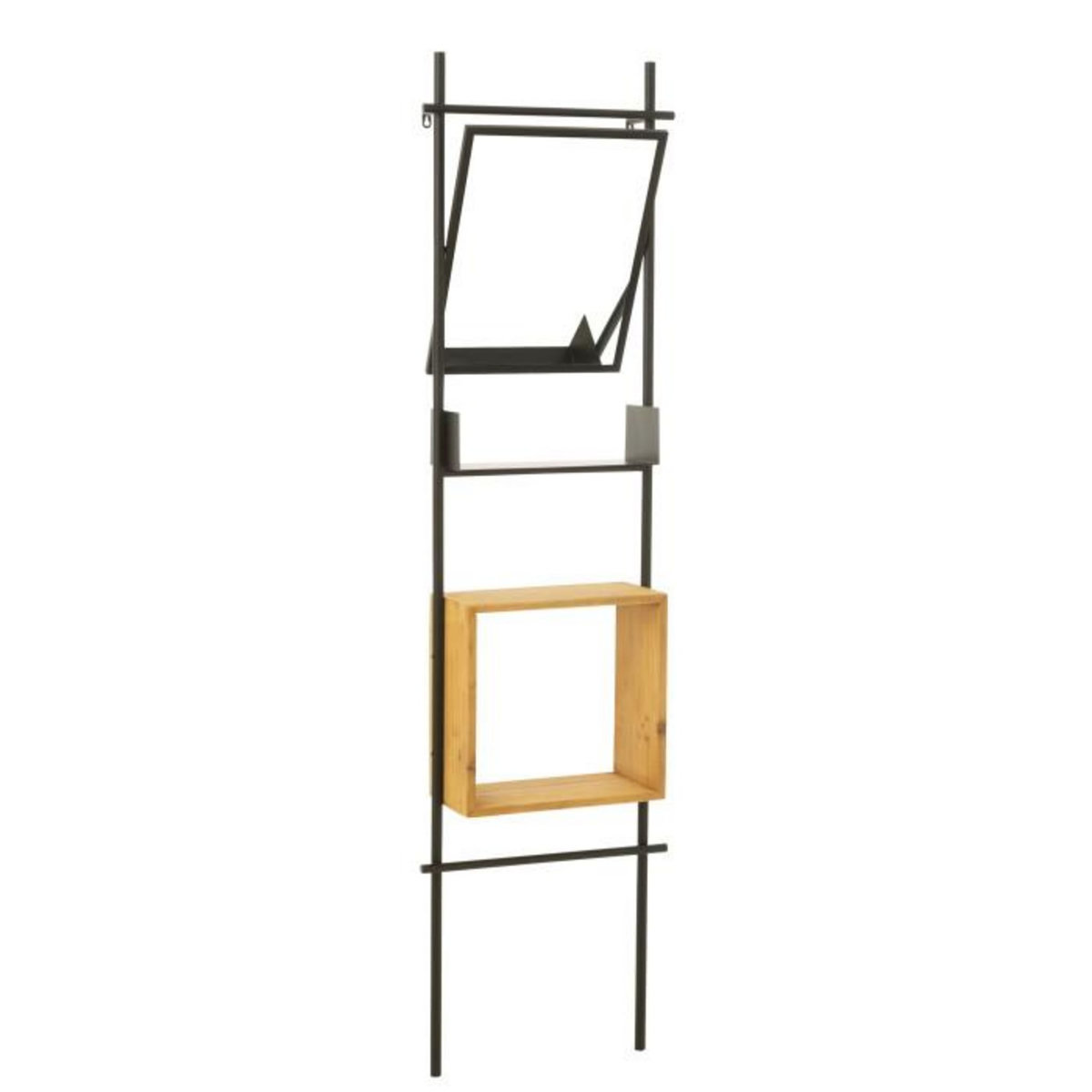 Paris Prix Étagère Murale & Miroir  Tina  180cm Noir & Naturel