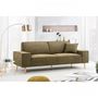 Voir la diapositive 2 : MARKET24 Hexagone - Canapé droit 3 places - Tissu Olive - L 216 x P 90 x H 80 cm - Gustave