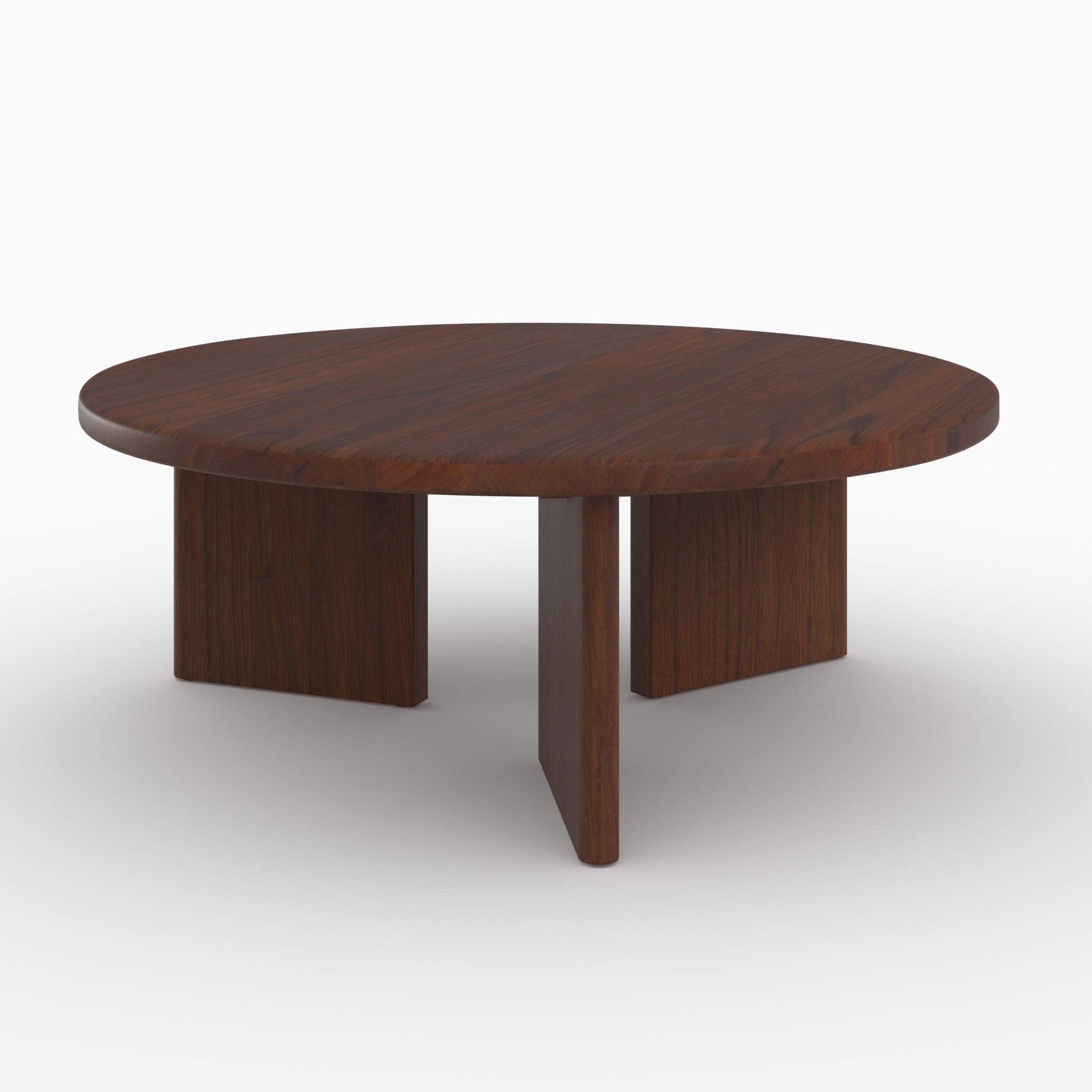 MAISON PAVANE Table basse ronde en bois massif de mindi foncé d80 cm-galia