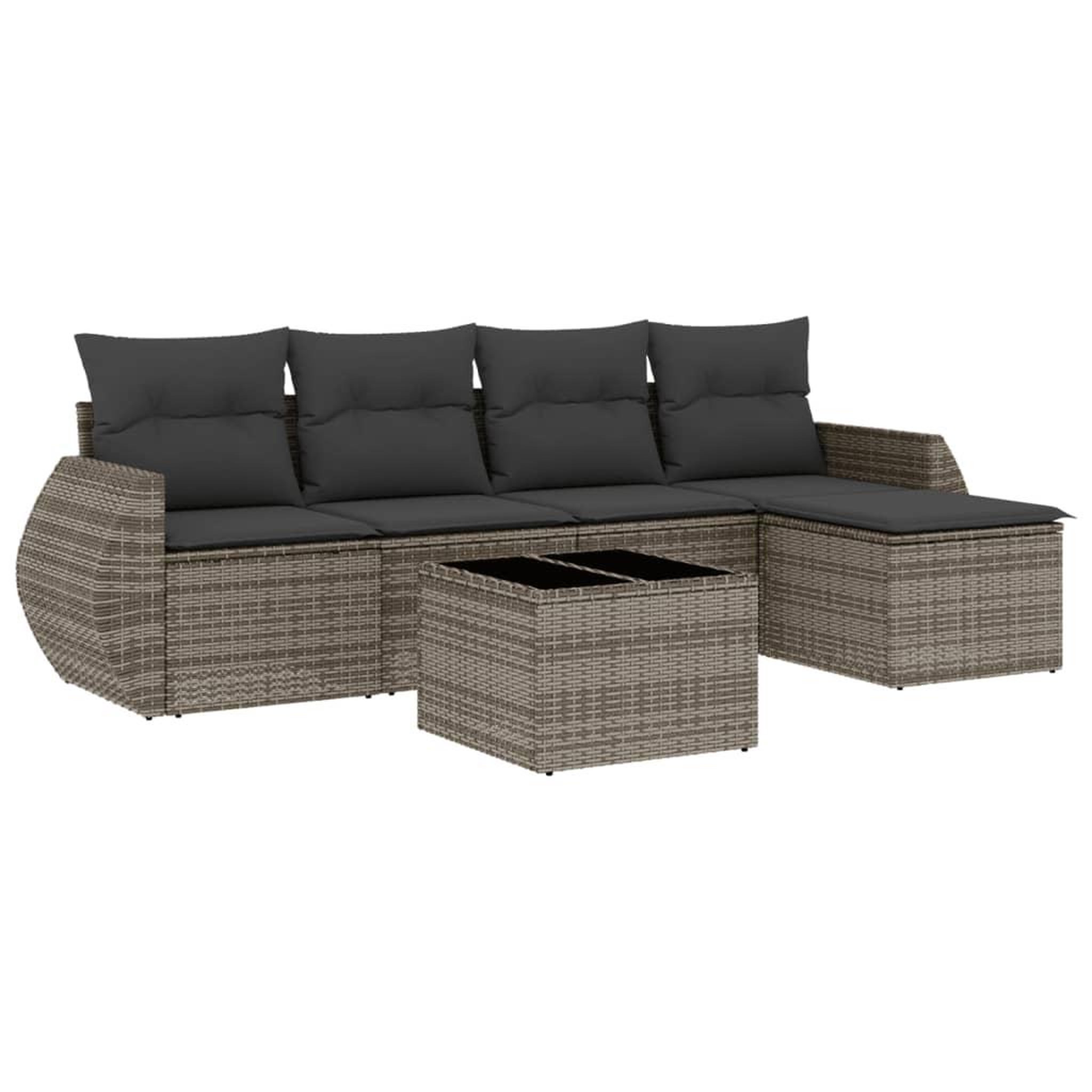 Voir la diapositive 2 : VIDAXL Salon de jardin 6 pcs avec coussins gris resine tressee