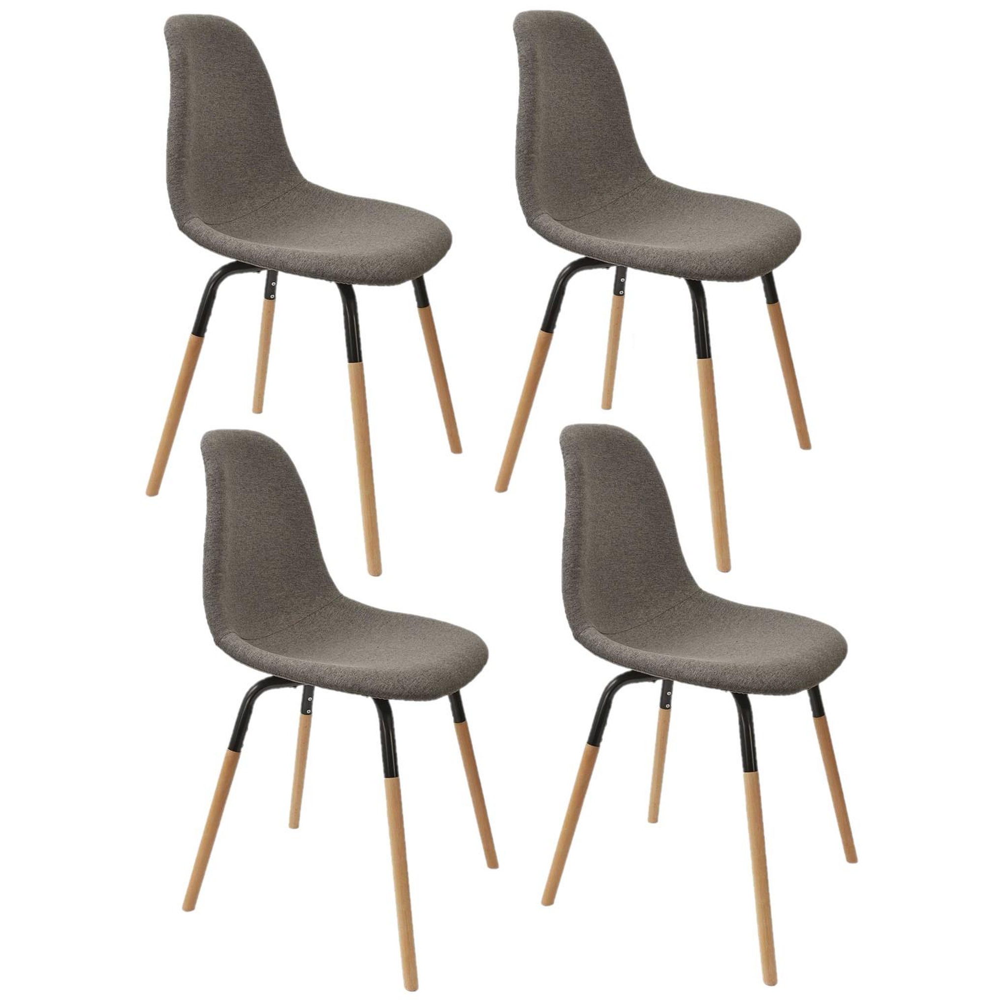 TOILINUX Lot de 4 chaises scandinave phenix en tissu et métal - gris