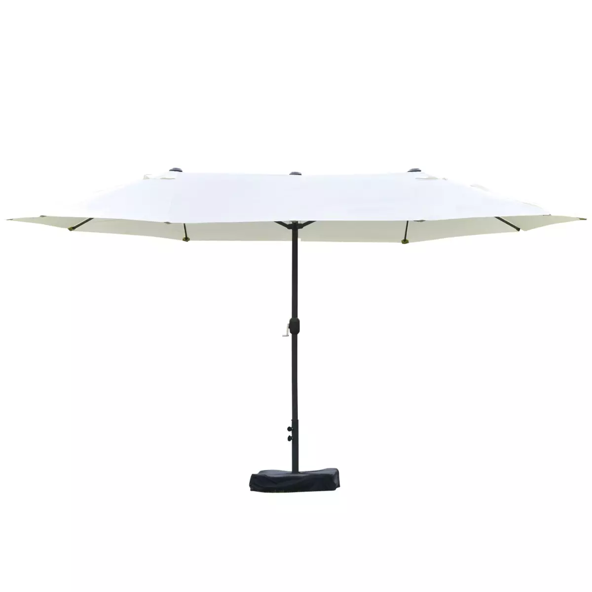 OUTSUNNY Parasol de jardin XXL parasol grande taille 4,6L x 2,7l x 2,4H cm ouverture fermeture manivelle acier polyester haute densité crème