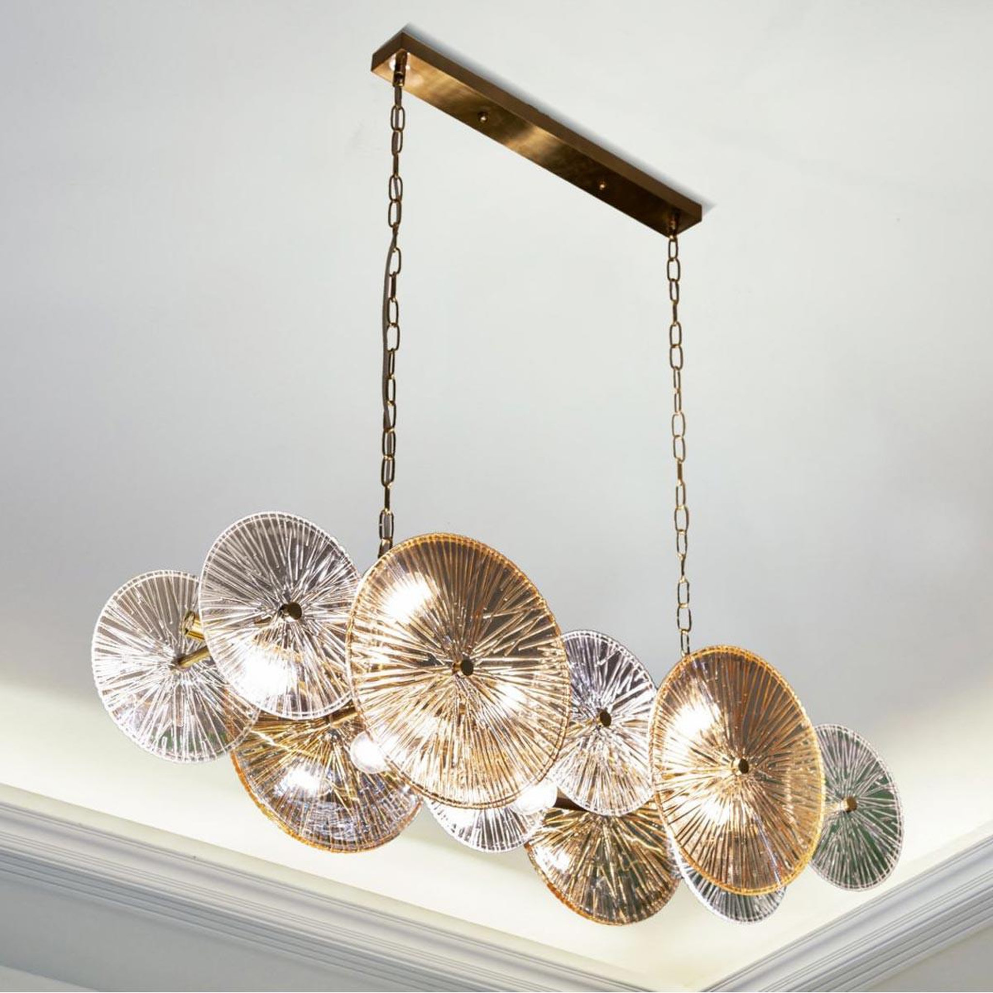 Voir la diapositive 6 : Paris Prix Suspension design en verre  osaka  100cm or & transparent