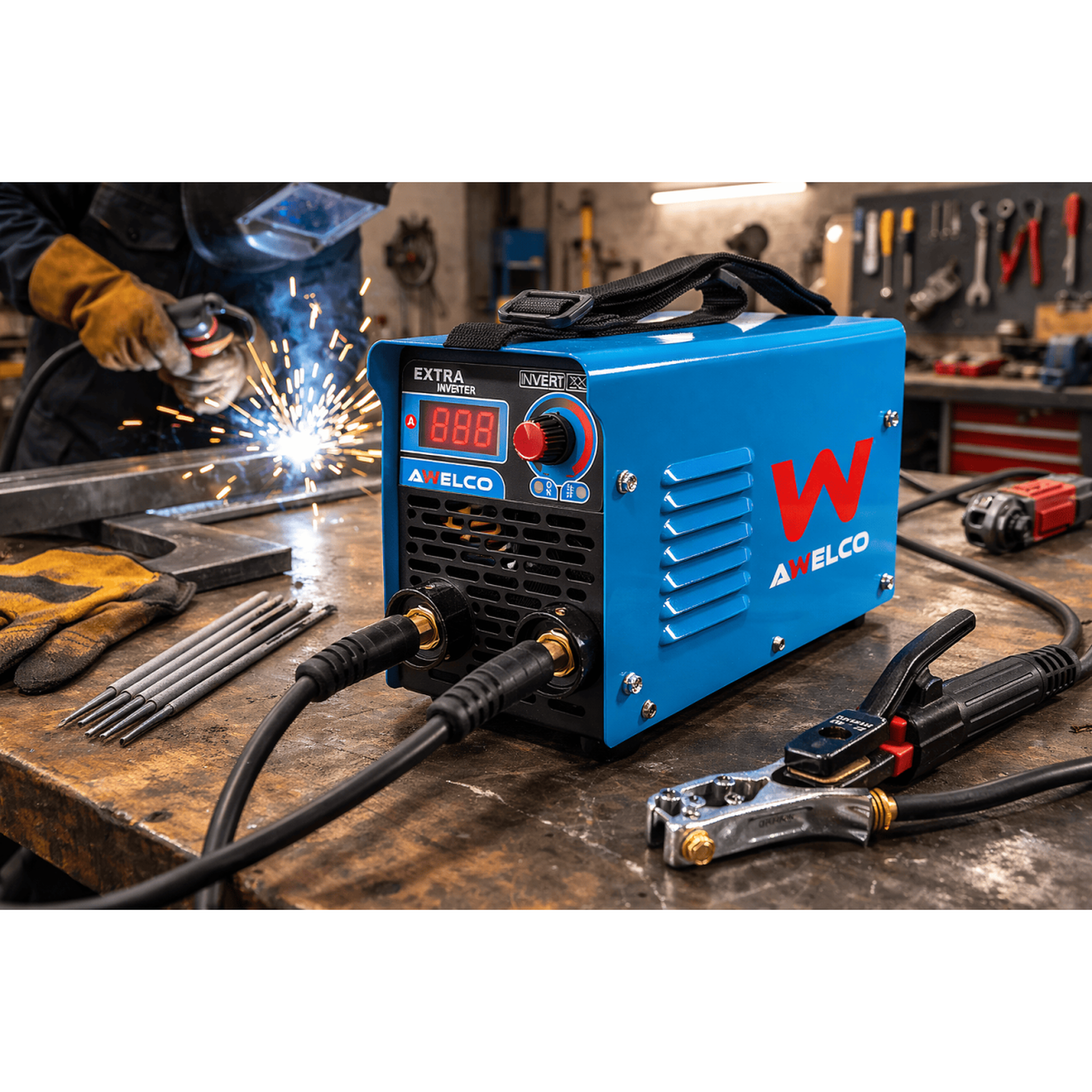 Voir la diapositive 5 : Awelco Poste à souder inverter 200a mma igbt + cagoule de soudure automatique + 50 électrodes ø2.5mm + 15 électrodes ø3.25mm awelco