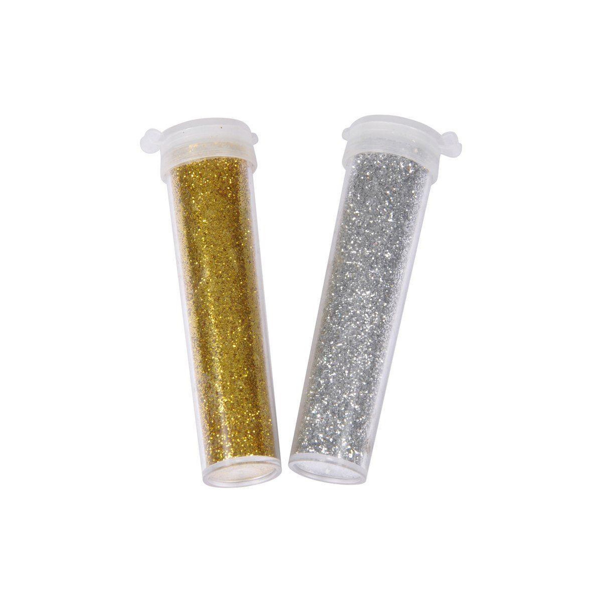 Voir la diapositive 3 : HOMEA Lot de 6 Tubes  Paillettes  10cm Or & Argent