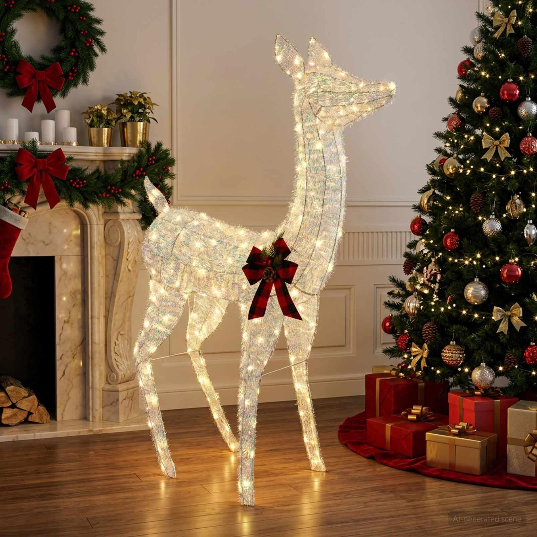 Voir la diapositive 2 : VIDAXL Renne de Noël 3D LOVIISA 200 LED Blanc chaud 96 x 40 x 140 cm