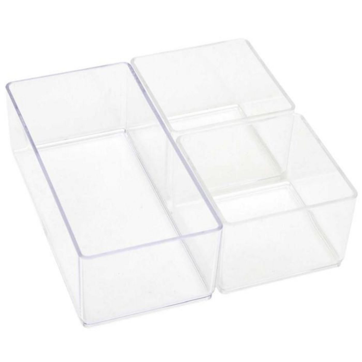 Paris Prix Lot de 3 Organisateurs de Tiroir  Cosmétique  15cm Transparent