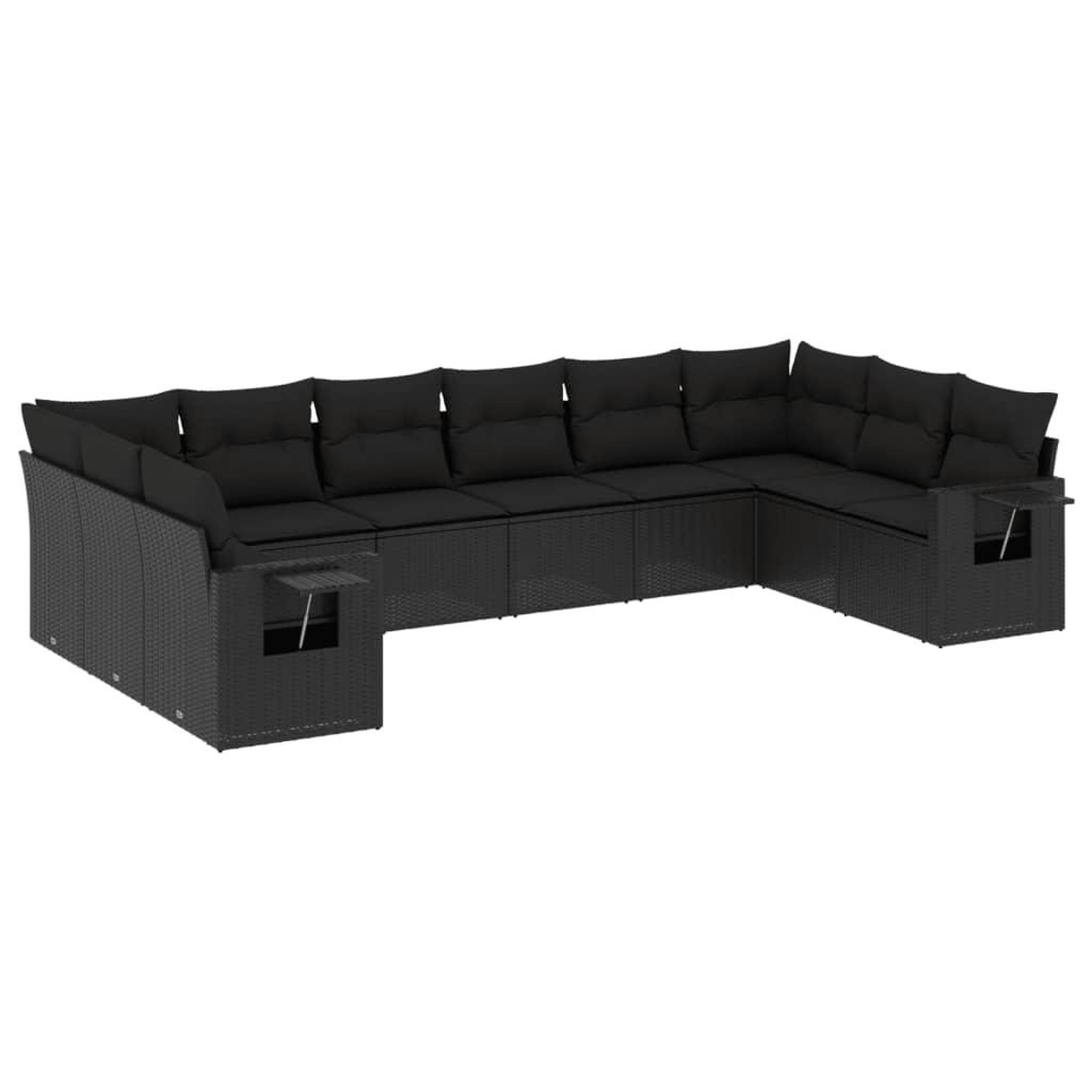 Voir la diapositive 2 : VIDAXL Salon de jardin 10 pcs avec coussins noir resine tressee