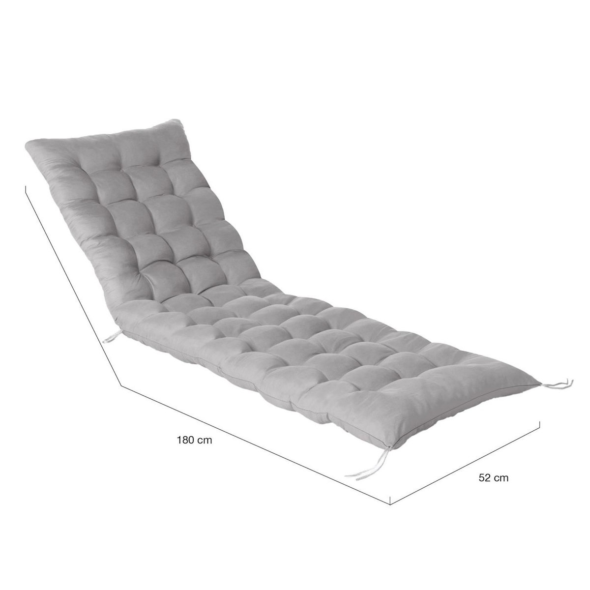ID MARKET Lot de 2 coussins universels de transat ADAM 180 cm gris