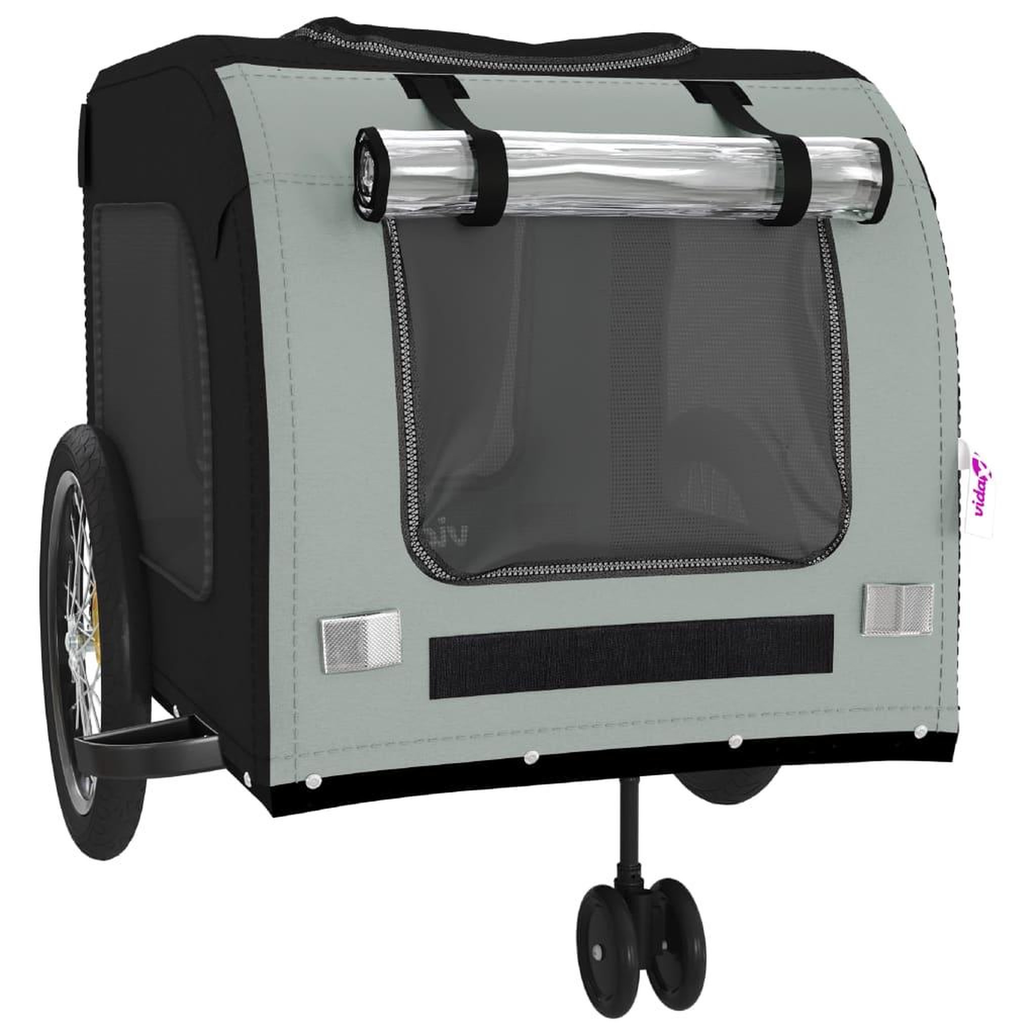 Voir la diapositive 5 : VIDAXL Remorque de velo pour animaux de compagnie noir et gris