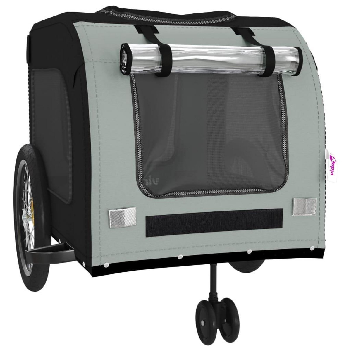 VIDAXL Remorque de velo pour animaux de compagnie noir et gris