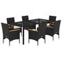 Voir la diapositive 2 : VIDAXL Ensemble a manger de jardin et coussins 7 pcs noir rotin acacia