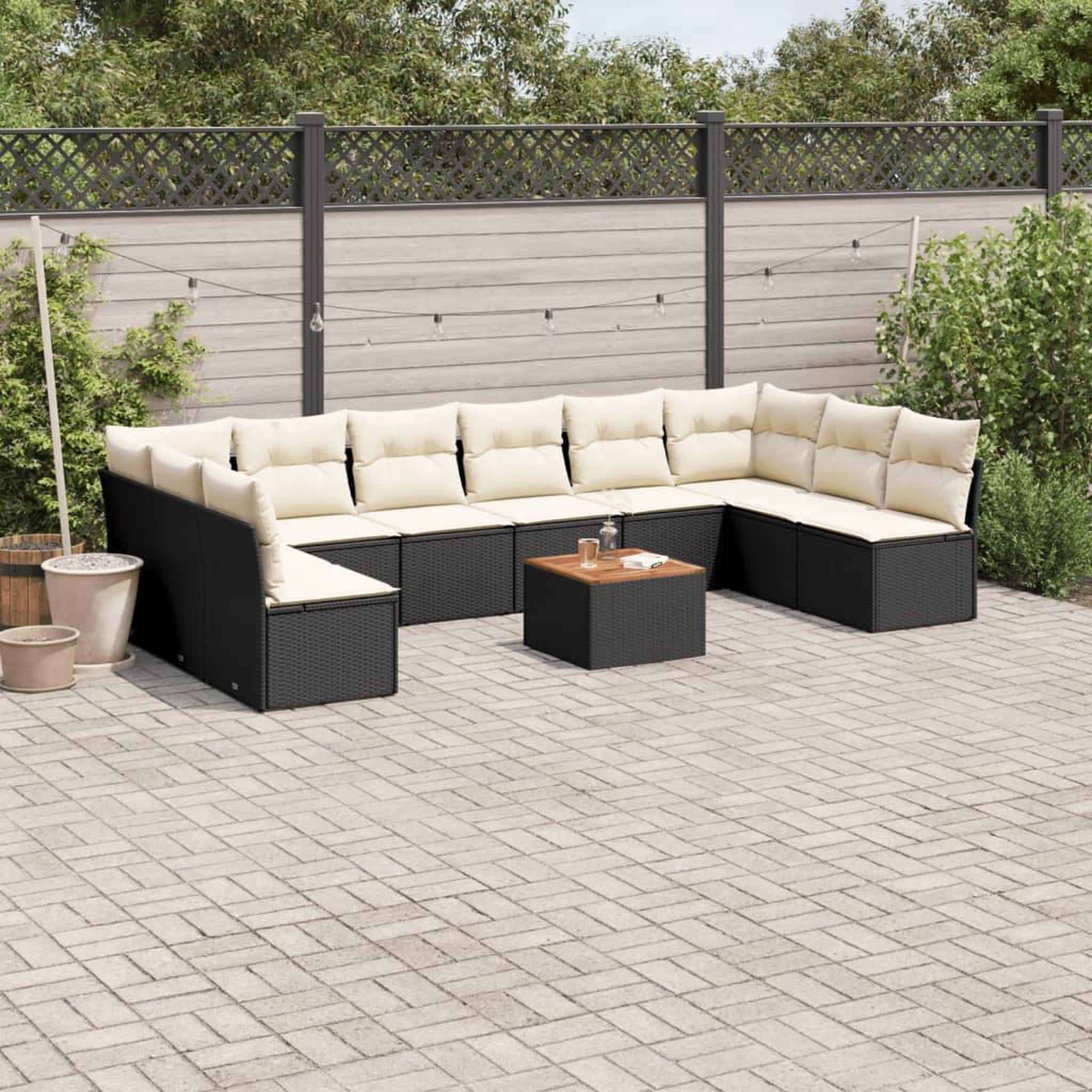 VIDAXL Salon de jardin 11 pcs avec coussins noir resine tressee