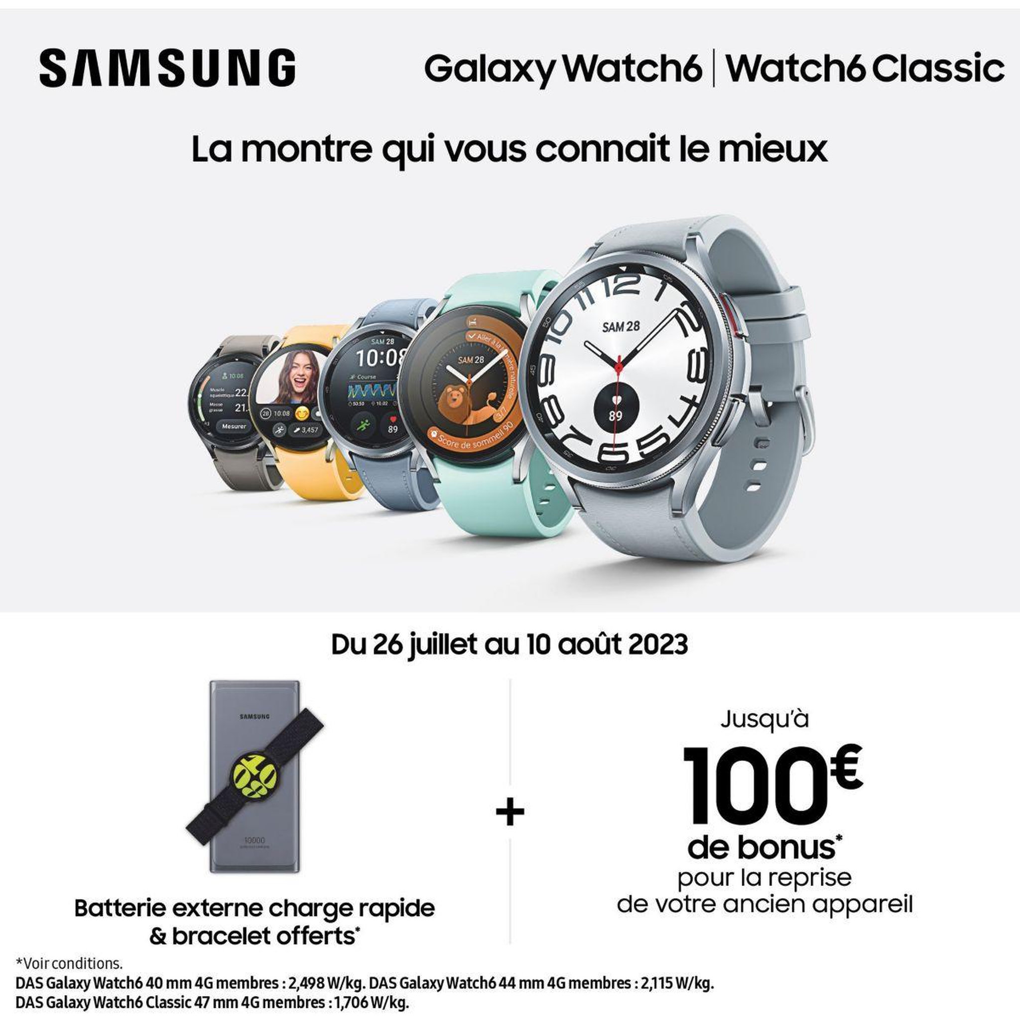 Voir la diapositive 3 : Samsung Montre connectée Galaxy Watch6 Classic BT Argent 47mm