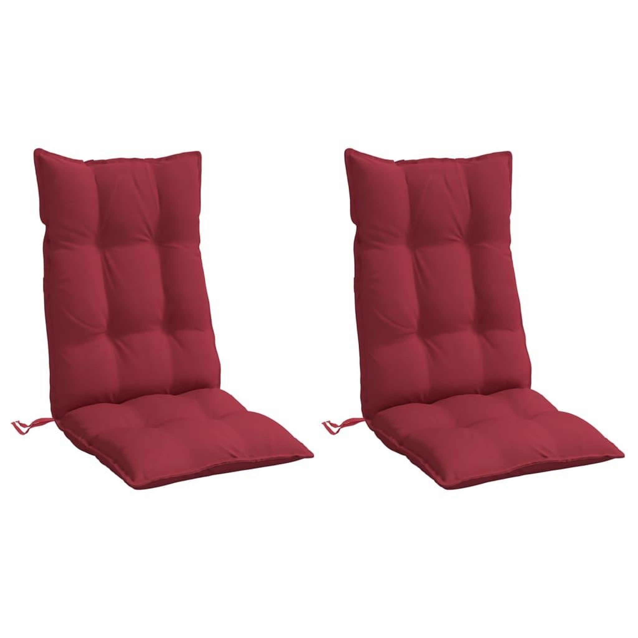 Voir la diapositive 3 : VIDAXL Coussins de chaise a dossier haut lot de 2 rouge bordeaux