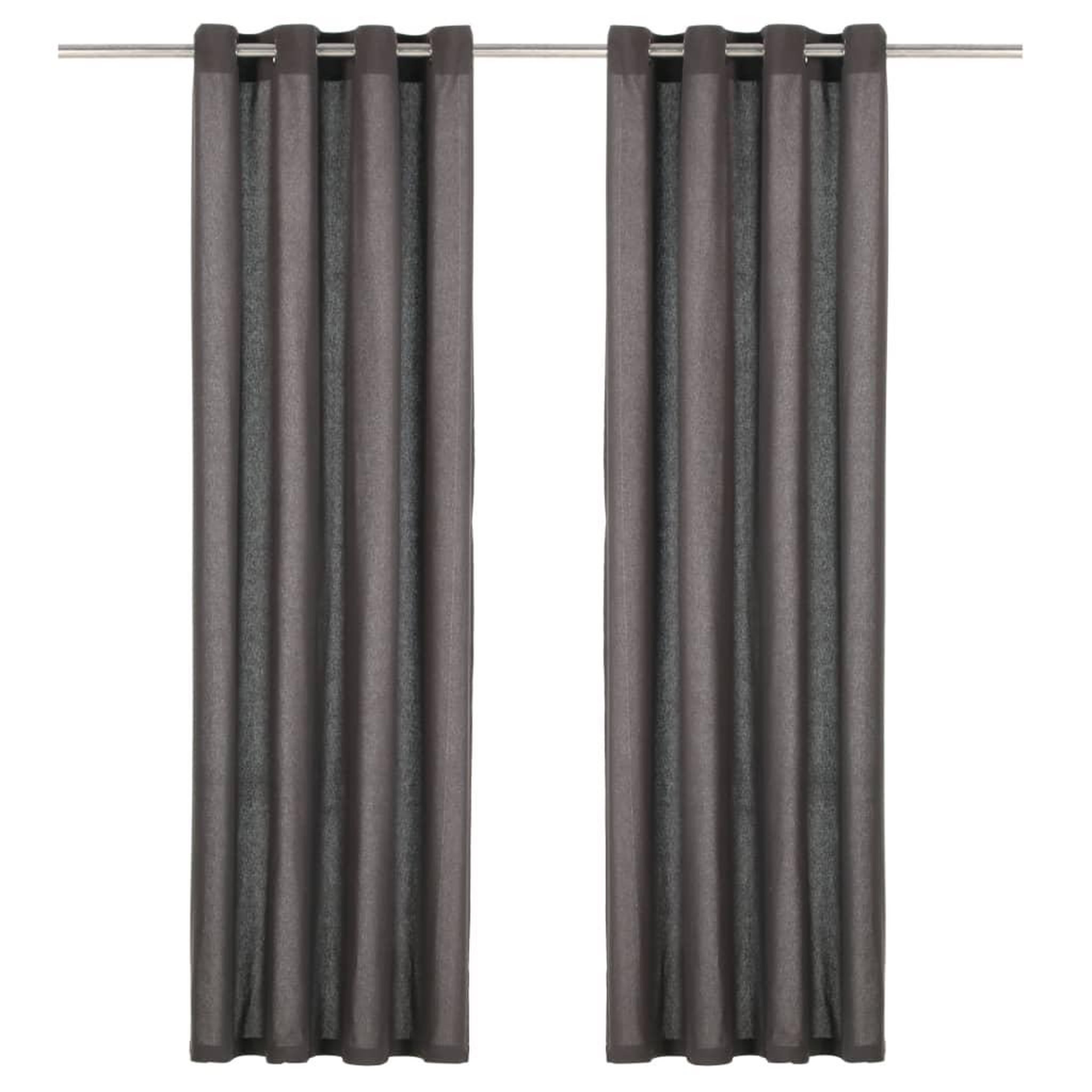 Voir la diapositive 1 : VIDAXL Rideaux avec anneaux en metal 2 pcs Coton 140x245 cm Anthracite